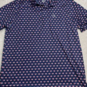 Rhoback The Goat USA Flag Performance Golf Shirt Red Blue White XL